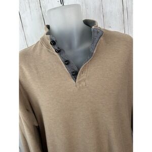 Men's Land's End Pullover Sweater Khaki With Elbow Patches Size XL